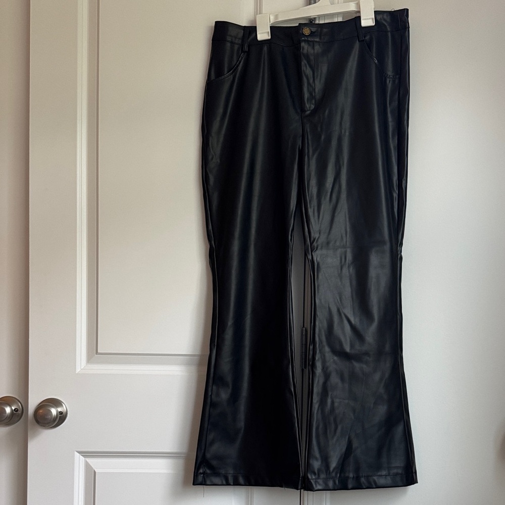 Women’s Black Faux Leather Bootcut Pants